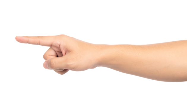 A hand pointing to indicate direction or focus.