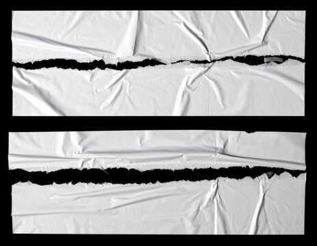 Torn White Creased Paper Texture Background