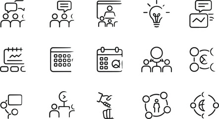 A Collection of Essential  Icons:  of Line Art Graphics symbols
