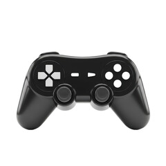 Black Gaming Controller with White Buttons on White Background