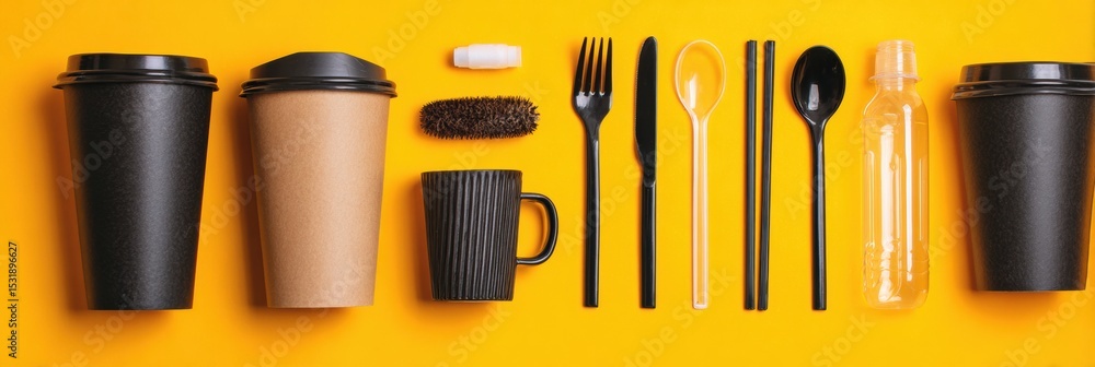 Poster Visual Guide to Refusing Single-Use Plastics in Cafes for Sustainable Dining Practices