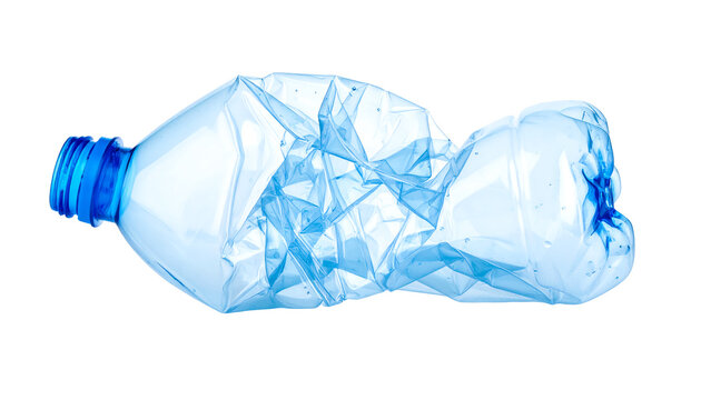 Crushed plastic bottle illustrating waste issues.