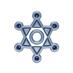 Blue Geometric Star Shape with Circular Endpoints on White Background