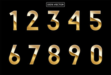 Set of Anniversary outline logotype  gold color with black background for celebration