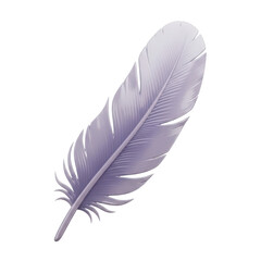 Elegant Light Purple Feather Isolated on White Background