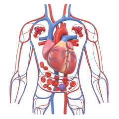 Human Heart and Circulatory System Illustration in Medical Style
