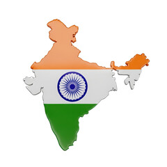 Map of India with Indian Flag Colors and Emblem