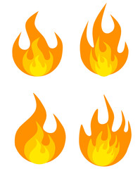 fire flames set. Fire flames icon set. Fire flames. Flame symbols. Set of yellow and orange fire flame. Collection of hot flaming element. Fire, flame vector illustration.