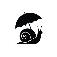 Snail under umbrella slow pace protection concept