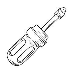 Screwdriver icon in outline style isolated on white background. Repair symbol stock vector illustration.