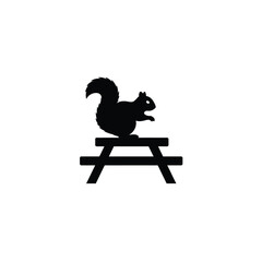 Silhouette squirrel picnic table outdoor nature