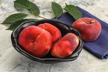 Ripe sweet and juicy Flat peach