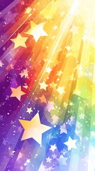 rainbow color light stars illustration poster background