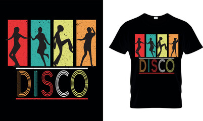 A vector illustration of a blank t-shirt design template for men's fashion and disco clothing print
