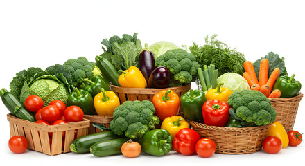 Fresh Vegetables: A vibrant assortment of garden-fresh vegetables. A vivid display of colorful produce, conveying the essence of a healthy lifestyle and culinary delights.