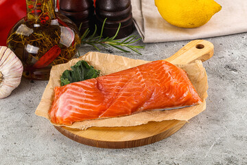 Piece of cut salmon fillet