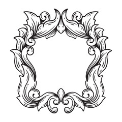 Vintage baroque frame scroll ornament engraving border floral retro pattern antique style acanthus.