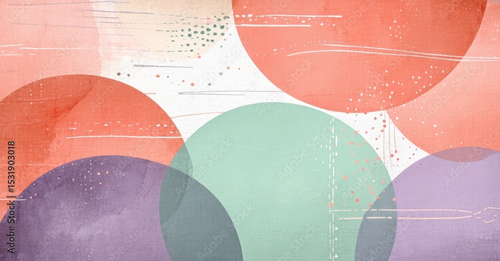 Leinwandbilder Abstract watercolor shapes overlap. Soft hues create layered composition. Minimal lines add subtle texture, gentle aesthetic.