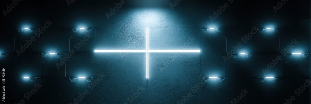 Leinwandbilder bracket predictions displayed on a wall with one glowing line and empty top space for future updates