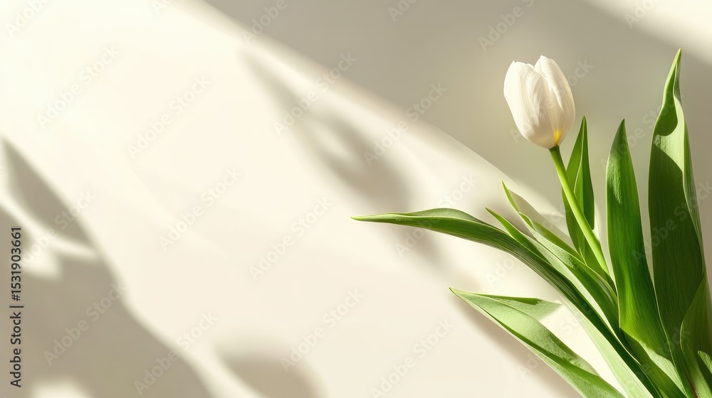 Poster elegant tulip bloom standing out against a soft-colored springtime background