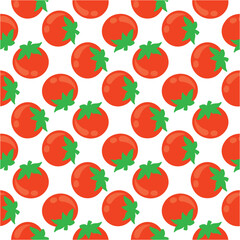Tomato seamless pattern on white background. Ripe red tomatoes.