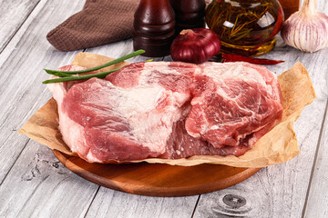 Raw pork shoulder for cooking