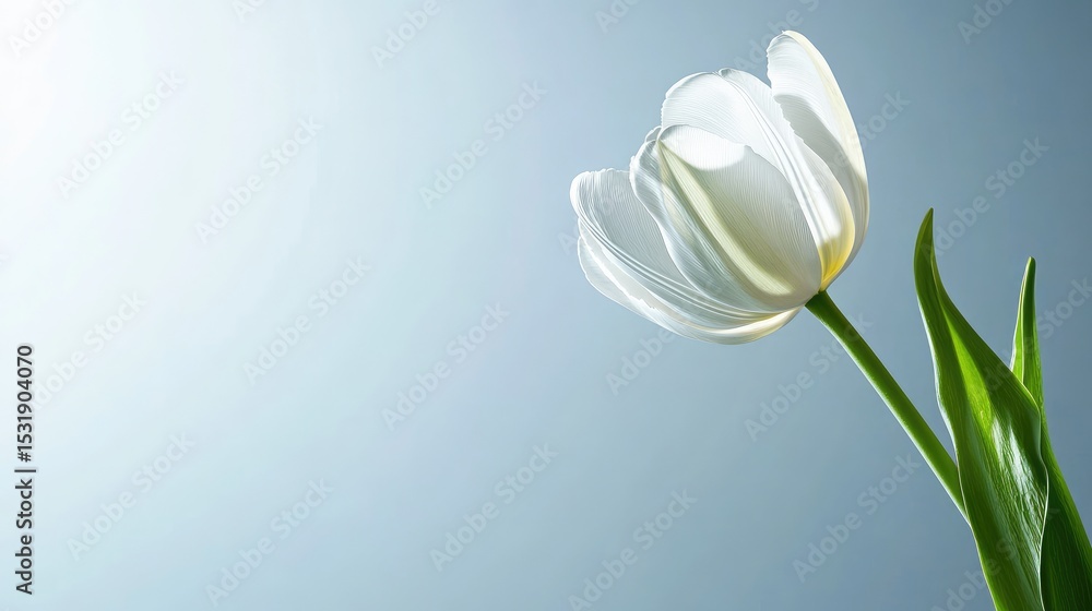 Poster elegant tulip bloom standing out against a soft-colored springtime background