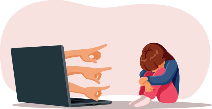 People Victim Blaming Online Vector Harassment Concept Illustration. Stressed person feeling under pressure from internet attacks 
