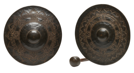 Ornamental dark brown cymbals isolated
