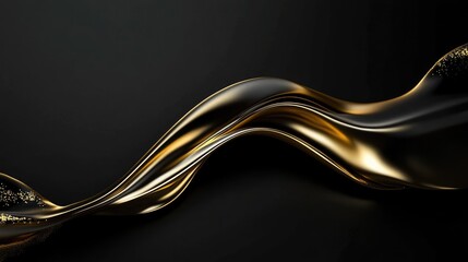 Naklejka premium Decorative gold light curves with line and wave motifs on luxury black-white background