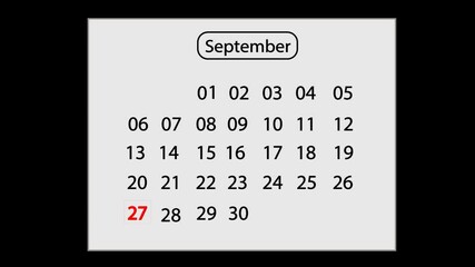 27 September Calendar Animation with Smooth Motion Graphics – Highlight Special Date.