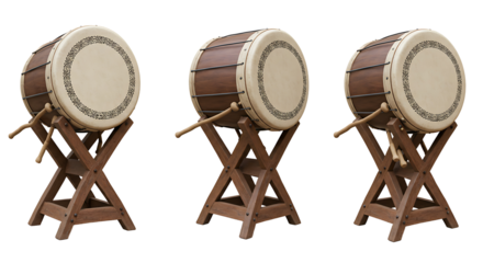 Traditional drums on stands