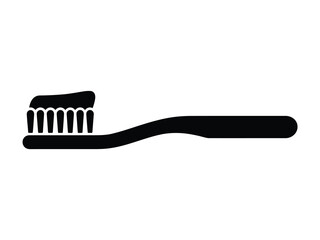 Simple black silhouette of toothbrush with paste