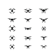 Drone silhouettes various angles top down side views