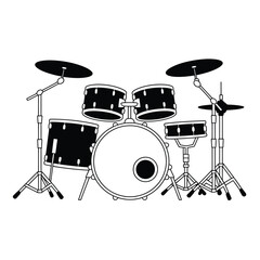Simple line drawing of a complete drum kit