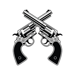 Crossed revolver guns wild west vintage design