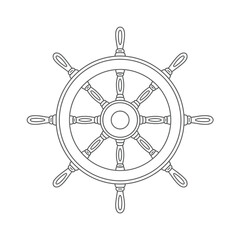 Obraz premium Nautical ship wheel line art illustration