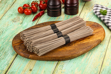 Raw dry bukwheat soba noodles