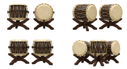 Traditional drums on stands