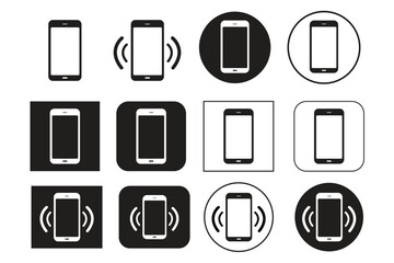  modern smartphone icon set design, Ringing phone simple icon set. Smartphone ringing.