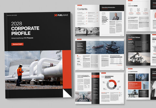 Company Profile Template in Oil & Gas Industry theme for Corporate White Paper & Factsheet