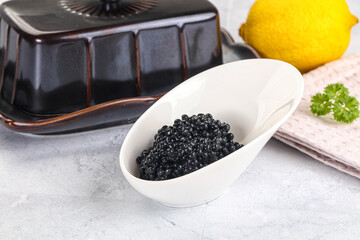 black sturgeon caviar in the bowl