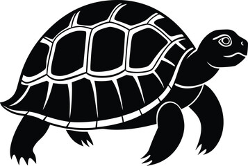 A tortoise flat style black and white vector Illustration silhouette design