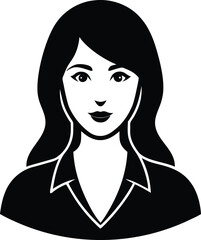 Woman Avatar Black And White Silhouette Vector Illustration