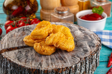 Golden crispy fried chicken nuggets