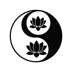 Yin yang symbol with lotus flowers balance harmony