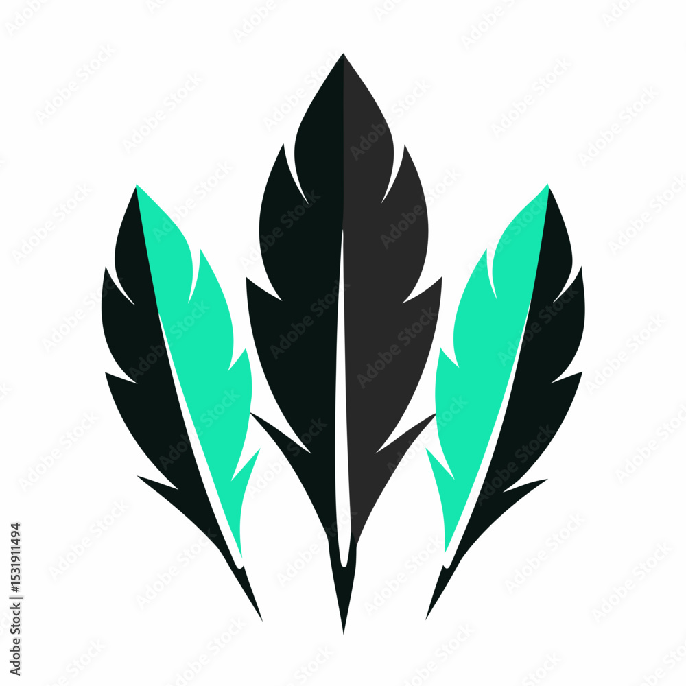 Poster three abstract feathers design element