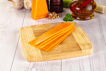 Yellow cheddae cheese slices snack