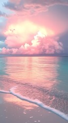 rainbow colored sea water beach scenery illustration poster background