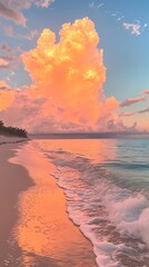 rainbow colored sea water beach scenery illustration poster background